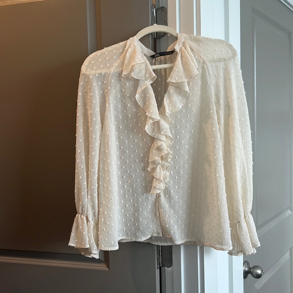 Zara ruffle detail blouse